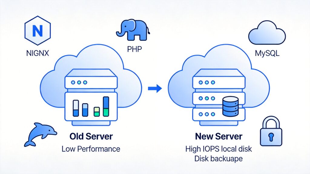 网站搬家笔记,记录lnmp生产环境搬家及优化升级过程